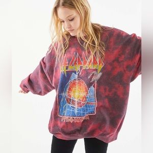 Urban Outfitters Def Leppard Sweatshirt Red Tie Dye